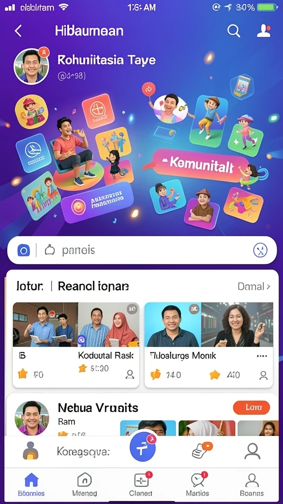 Tampilan awal aplikasi PELUANG77 yang menarik.
